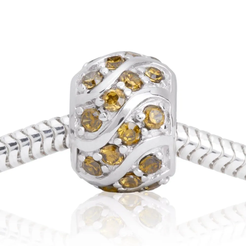 Moderner Silberbead: 925 Silber Bead Zirkonia BO0127