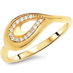 Moderner vergoldeter 925 Silberring Zirkonia SR0208SL