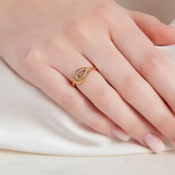 Moderner vergoldeter 925 Silberring Zirkonia SR0208SL