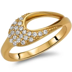 Moderner vergoldeter Silberring Zirkonia SR0204SL