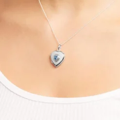 Modernes Medaillon herzförmig blauer Topas SP0514SL