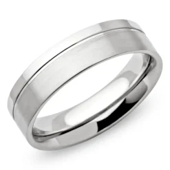 Modischer Edelstahlring matt 6mm Glanzrille R9113SL
