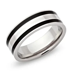 Modischer Ring Edelstahl poliert 7mm ionisiert R9109SL