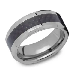 Modischer Wolframring Carbon robust TUR0031SL