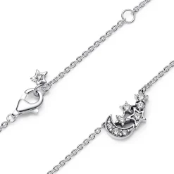 Mond und Sterne Kette aus 925er Silber mit Zirkonia 392991C01-45