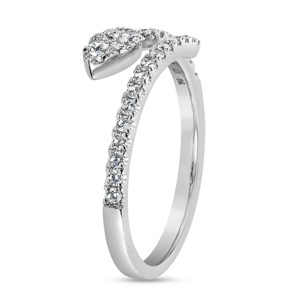 Offener Damenring mit Diamanten, Weißgold oder Platin BDR0072-WSL