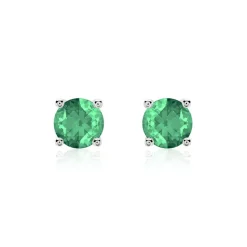 Ohrschmuck für Damen aus 585er Weißgold mit Smaragden BDE0022Sm-14KWSL