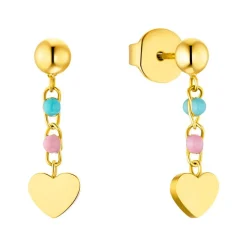 Ohrstecker aus Edelstahl mit Herzanhänger, IP Gold 2033364