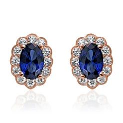 Ohrstecker aus Roségold mit Saphiren und Diamanten BDE0067-RSL