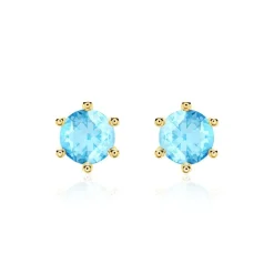 Ohrstecker für Damen aus 14 Karat Gold, Blautopas BDE0028BT-14KGSL
