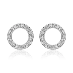Ohrstecker Kreise aus 14K Weißgold mit Diamanten DE0198
