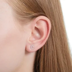 Ohrstecker Kreise aus 14K Weißgold mit Diamanten DE0198