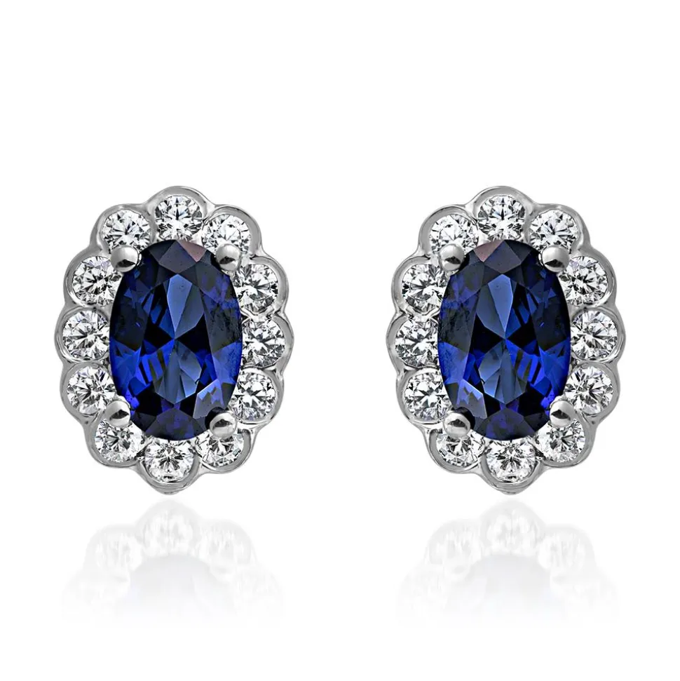 Ohrstecker mit Saphiren und lab-grown Diamanten BDE0067LG-WSL