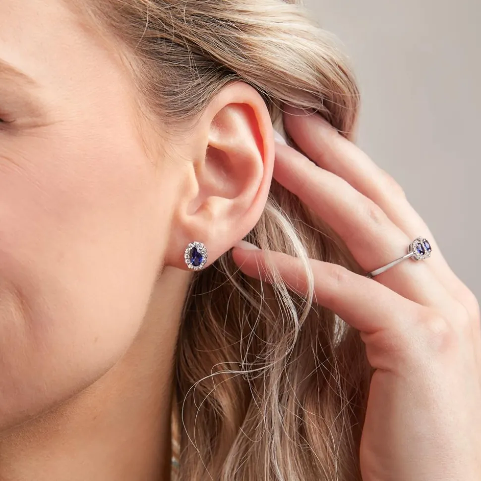 Ohrstecker mit Saphiren und lab-grown Diamanten BDE0067LG-WSL