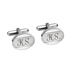 Ovale teilmattierte Manschettenknöpfe Edelstahl QC0074SL