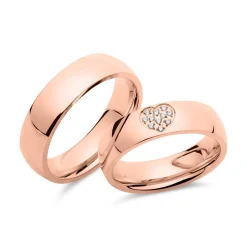 Partnerringe aus rosévergoldetem Edelstahl R9248s