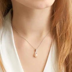 Perlenanhänger aus 14K Weißgold mit Brillanten DP0211SL