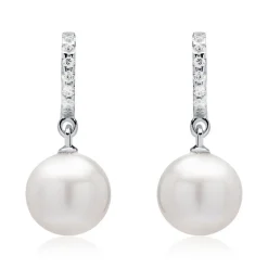 Perlenohrhänger aus 585er Weißgold mit Diamanten DE0201