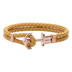 Phrep Armband aus Leder in Canary mit Anker in Rosé PH-PH-L-R-Ca