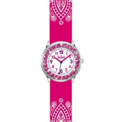 Pink Glitzer Armbanduhr aus Metall und Kunstleder 280381002