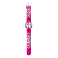 Pink Glitzer Armbanduhr aus Metall und Kunstleder 280381002