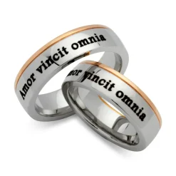 Polierte Edelstahl Eheringe mit Lasergravur R9179lg