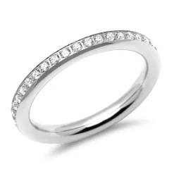 Polierte Eheringe aus Edelstahl mit Steinbesatz R9233s