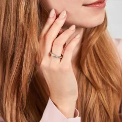 Polierter Damen Edelstahlring mit Steinen R9233czSL