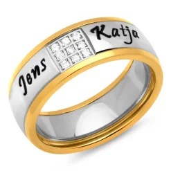 Polierter Edelstahlring mit Lasergravur R9184czlge