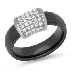 Polierter Fingerring schwarzer Keramik KR0021SL