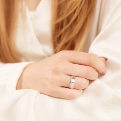 Polierter Vivo Damenring 925 Silber Zirkonia R8552czSL