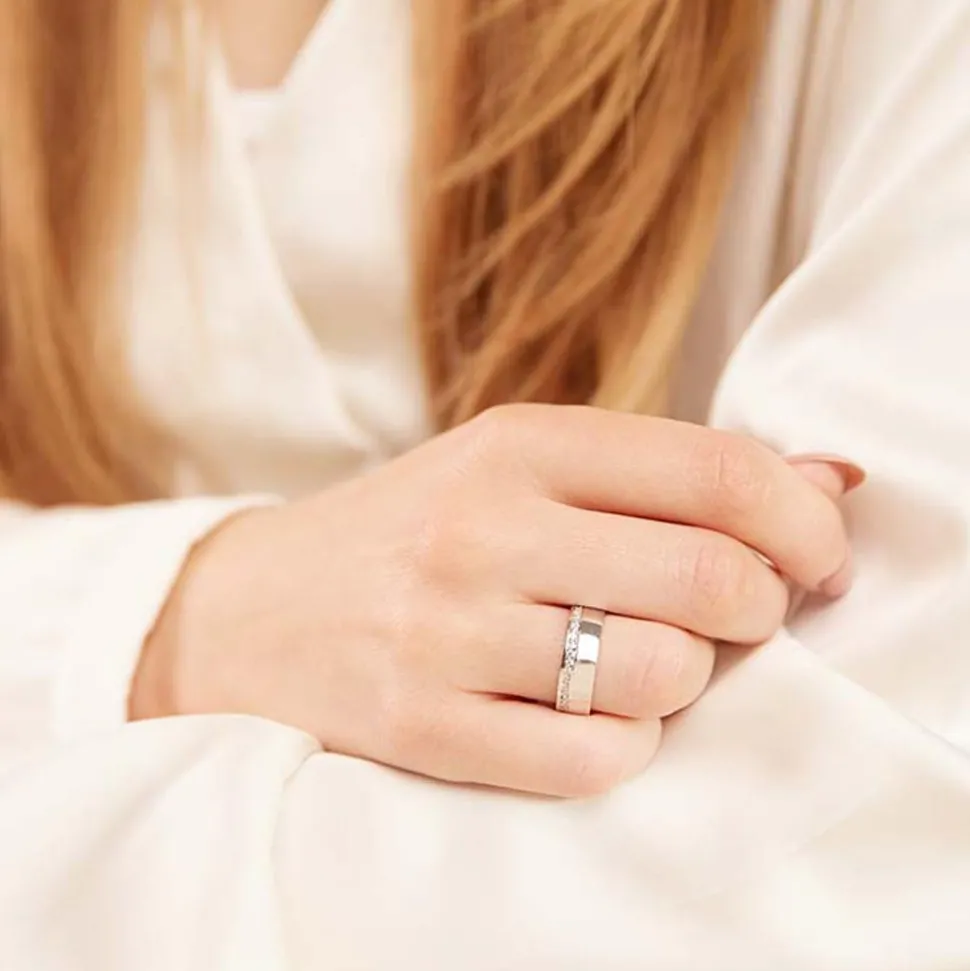 Polierter Vivo Damenring 925 Silber Zirkonia R8552czSL