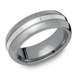 Polierter Wolframring 925 Silber robust TUR0005SL