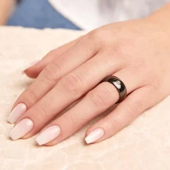 Polierter Wolframring schwarz Zirkonia TUR0040czSL