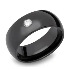 Polierter Wolframring schwarz Zirkonia TUR0040czSL