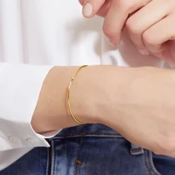 Puristischer Armreif 925er Silber gold Zirkonia LSB0011