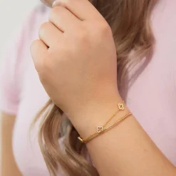 Puristischer Armreif 925er Silber gold Zirkonia LSB0011