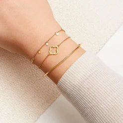 Puristischer Armreif 925er Silber gold Zirkonia LSB0011