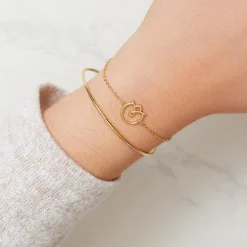 Puristischer Armreif 925er Silber gold Zirkonia LSB0011