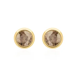 Rauchquarz Ohrschmuck für Damen aus 14 Karat Gold BDE0034SQ-14KGSL