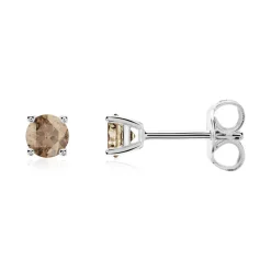 Rauchquarz Ohrstecker für Damen aus 14 Karat Weißgold BDE0022SQ-14KWSL