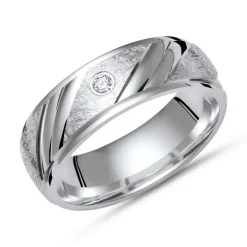 Ring 925 Silber eisgekratzt mit Zirkonia 5mm R8501czSL