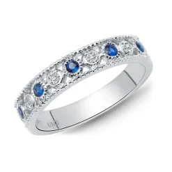 Ring 585 Weißgold Diamanten 0,030 ct. Saphire 0,188 ct. DR0250SL