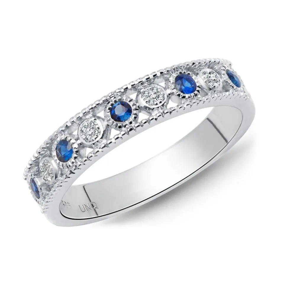 Ring 585 Weißgold Diamanten 0,030 ct. Saphire 0,188 ct. DR0250SL