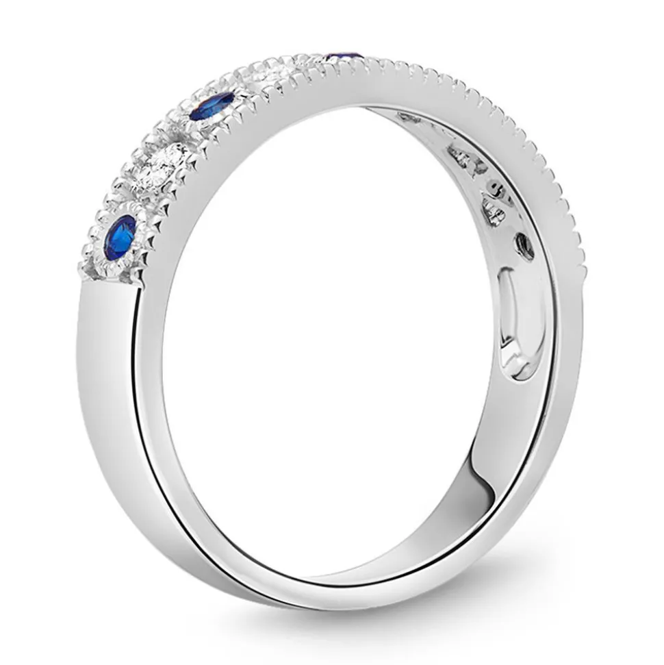 Ring 585 Weißgold Diamanten 0,030 ct. Saphire 0,188 ct. DR0250SL