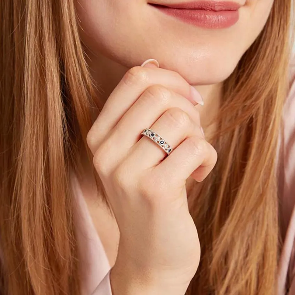 Ring 585 Weißgold Diamanten 0,030 ct. Saphire 0,188 ct. DR0250SL