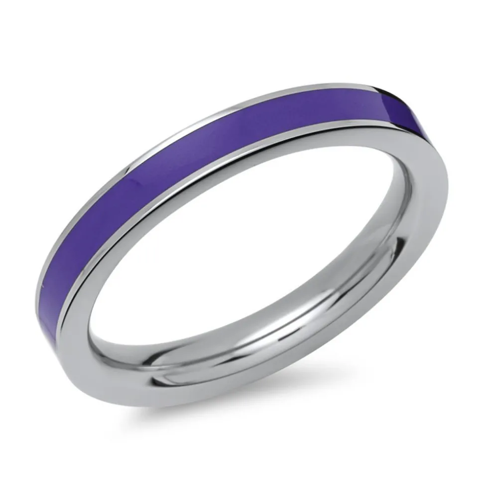 Ring aus Edelstahl Emaille-Einlage lila R5082SL