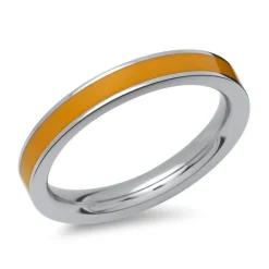 Ring aus Edelstahl orangefarbene Emaille R5079SL