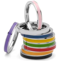 Ring aus Edelstahl rosa Emaille R5077SL