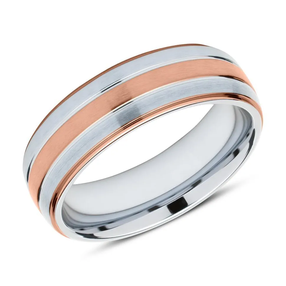 Ring aus Edelstahl teilweise rosévergoldet gravierbar R9245SL